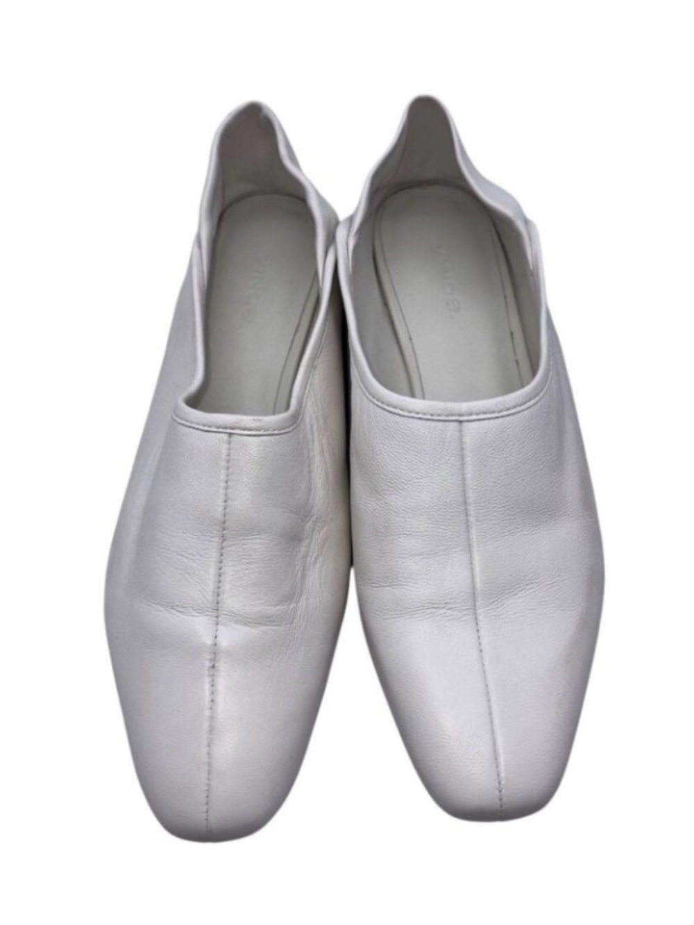 VINCE. White Branine Square Toe Slip On Leather Loafers Shoes Women’s Size 7.5